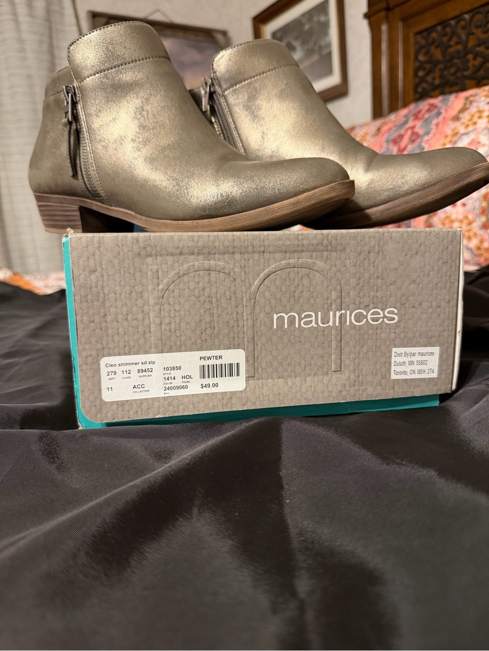 Maurices Metallic Pewter Ankle Booties size 11